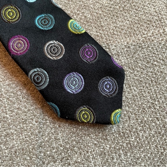 Ted Baker 100% Silk Made in America Men's Multicolor Circles Tie Professional - Picture 3 of 11